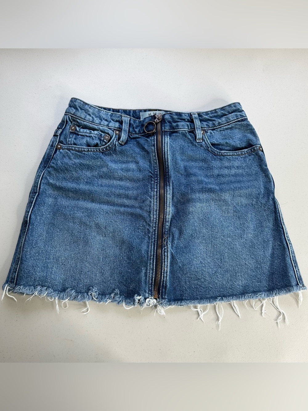 We The Free by Free People Zip It Up Denim Mini Skirt Size 26